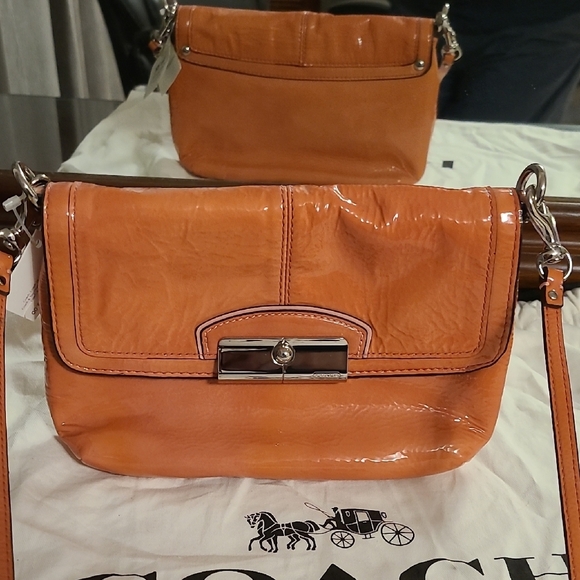 Coach Shiny Orange Leather Crossbody Bag - Picture 1 of 2